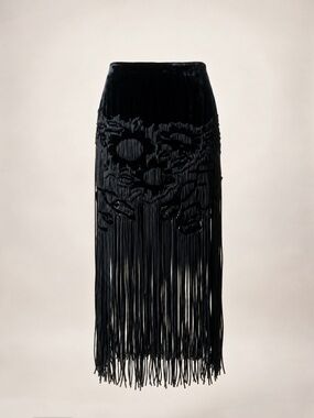 YVES SAINT LAURENT Rive Gauche TOM FORD ERA SKIRT A/W 2001 RUNWAY Fringed Skirt